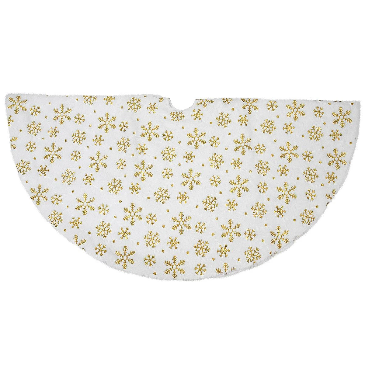 48 Inch Snowflake White And Gold Tree Skirt 1 48 Inch Snowflake White And Gold Tree Skirt