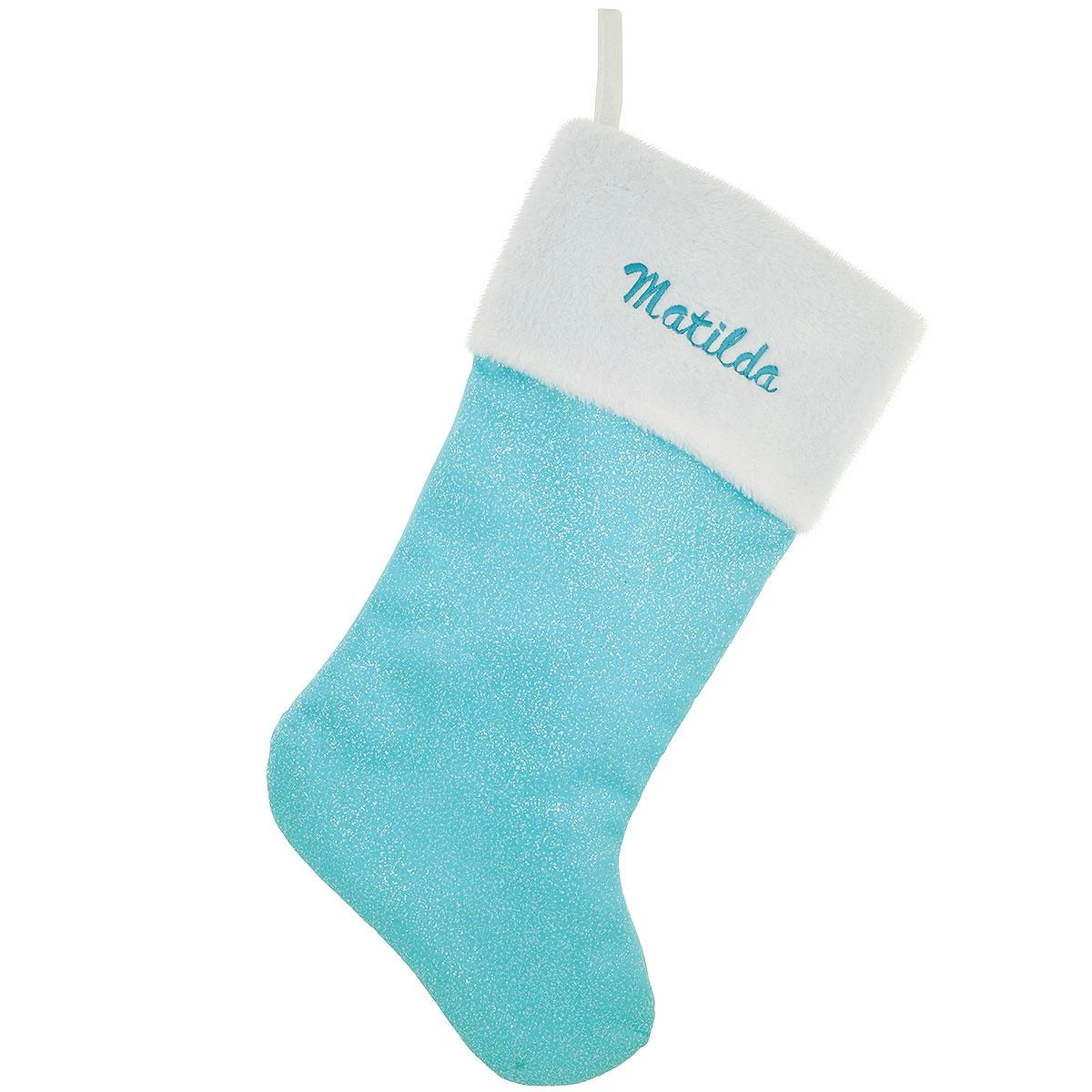 20.5 Inch Personalized Light Blue Glitter Snow Stocking 1 20.5 Inch Personalized Light Blue Glitter Snow Stocking