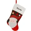 20.5 Inch Personalized Plaid Stocking With Santa