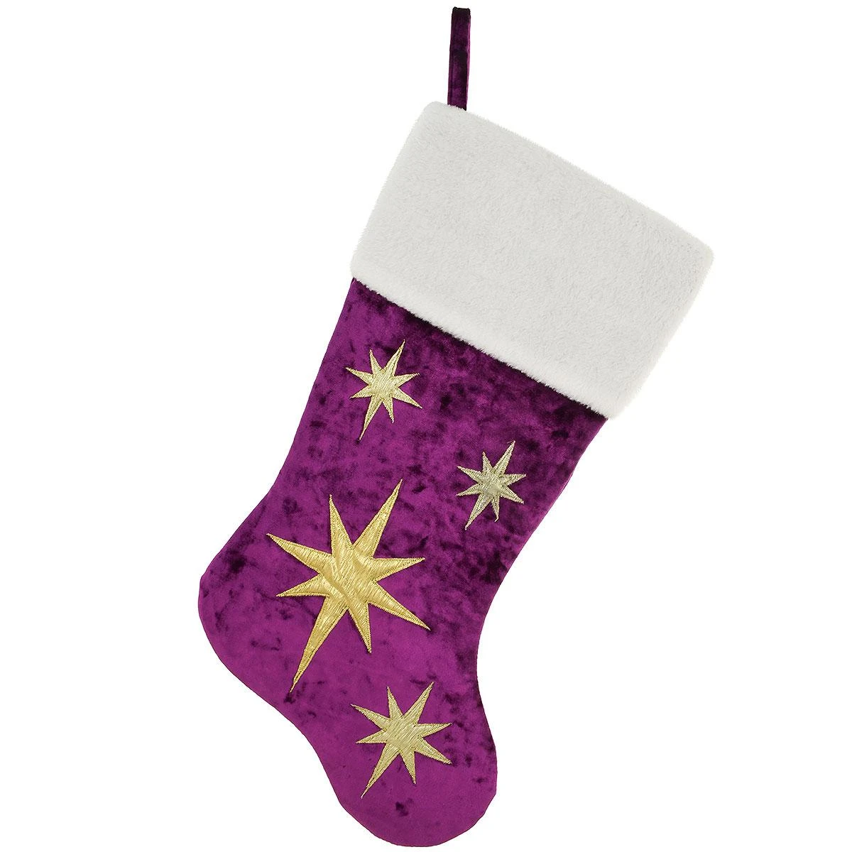 20.5 Inch Personalized Purple Stocking With Stars 2 20.5 Inch Personalized Purple Stocking With Stars - Image 2