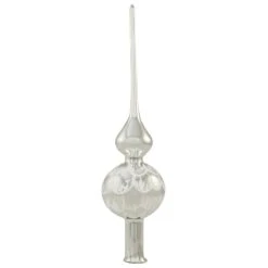 Tree Topper Silver Glass With White Designs
