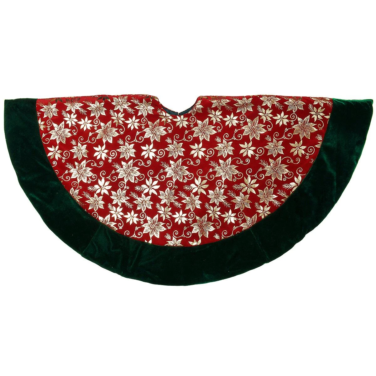48 Inch Red And Green Tree Skirt With Gold Poinsettias 1 48 Inch Red And Green Tree Skirt With Gold Poinsettias