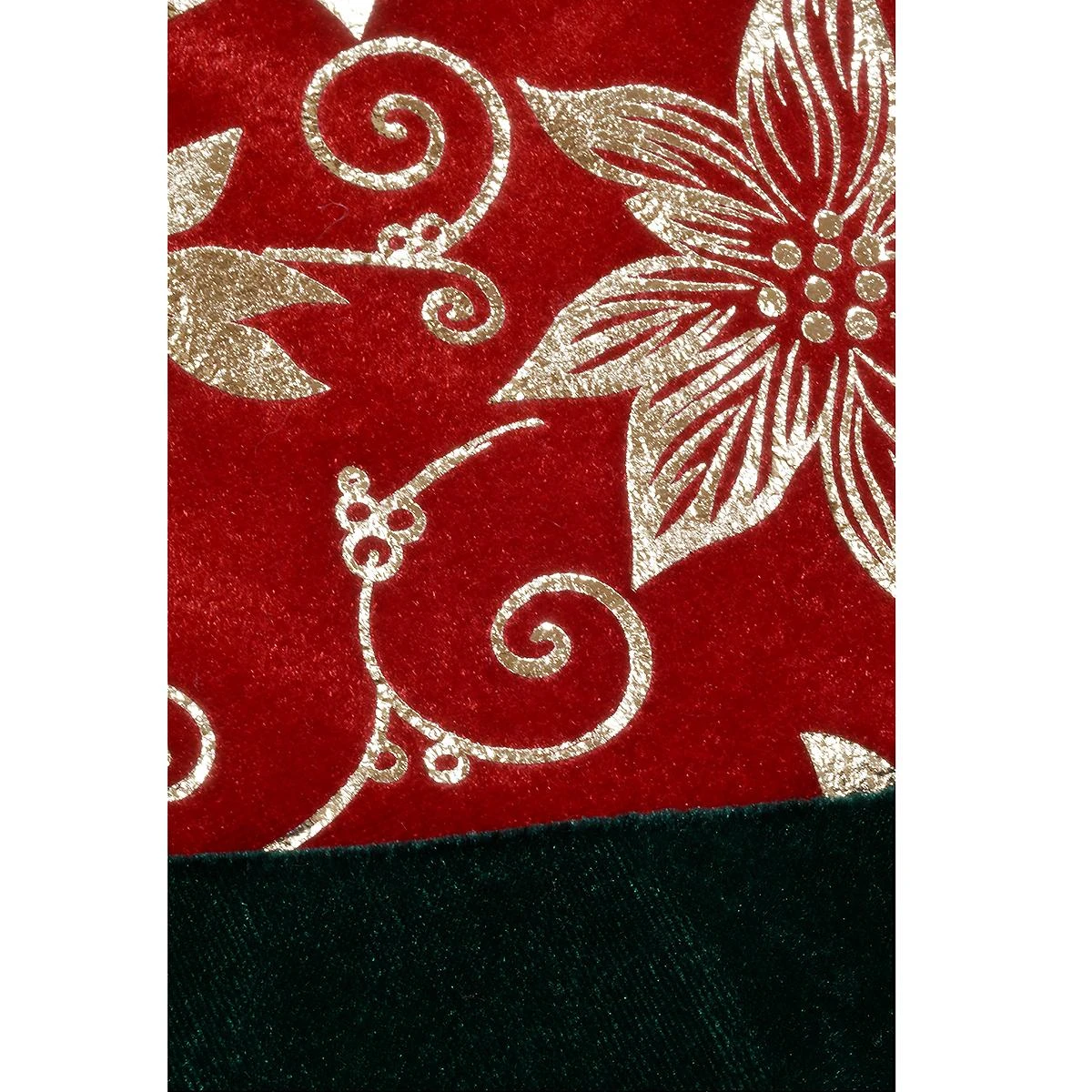 48 Inch Red And Green Tree Skirt With Gold Poinsettias 2 48 Inch Red And Green Tree Skirt With Gold Poinsettias - Image 2