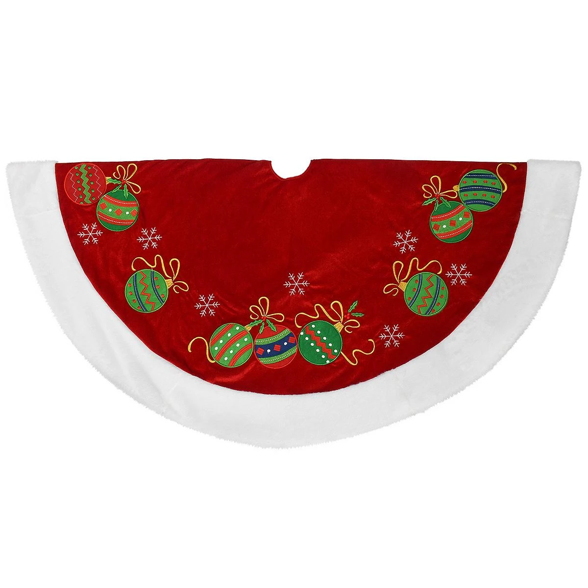 48 Inch Red Tree Skirt With Ornaments 1 48 Inch Red Tree Skirt With Ornaments