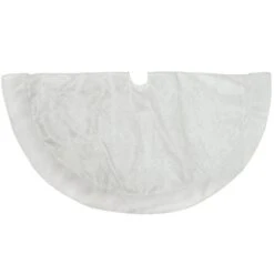 48 Inch White Organza Tree Skirt With Glitter Snowflakes