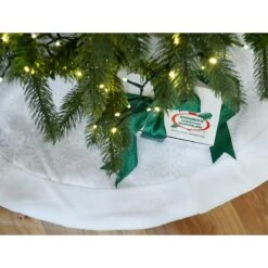 48 Inch White Organza Tree Skirt With Glitter Snowflakes -Christmas Decoration Store 1231309 web 3