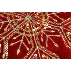 48 Inch Red Velvet Tree Skirt With Gold Snowflakes -Christmas Decoration Store 1231316 web 3