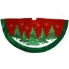 48 Inch Red Velvet Tree Skirt With Pine Trees