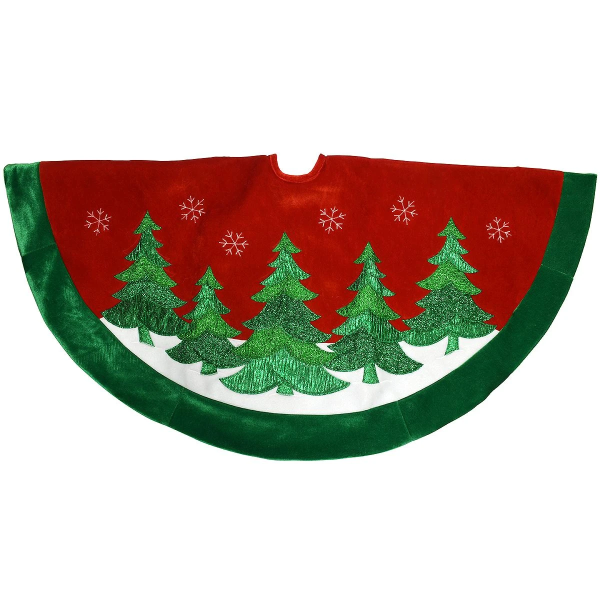 48 Inch Red Velvet Tree Skirt With Pine Trees 1 48 Inch Red Velvet Tree Skirt With Pine Trees