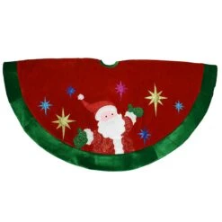 Santa With Stars 48 Inch Red Tree Skirt