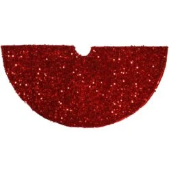 24 Inch Mini Tree Skirt With Red Sequins