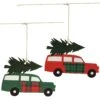 Plaid Woody Station Wagon With Tree Garland