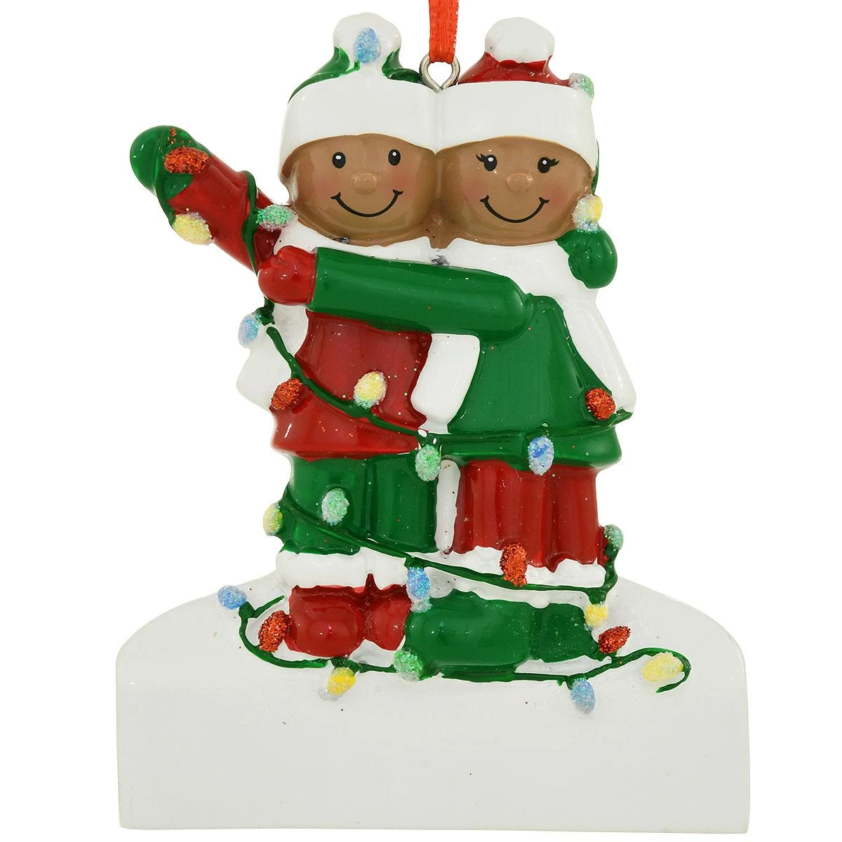 Personalized African American Couple Tangled In Lights Resin Ornament 3 Personalized African American Couple Tangled In Lights Resin Ornament - Image 3