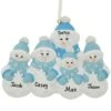 Personalized Snowman Group Of 5 Resin Ornament