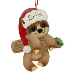 Personalized Sloth In Santa Hat Resin Ornament