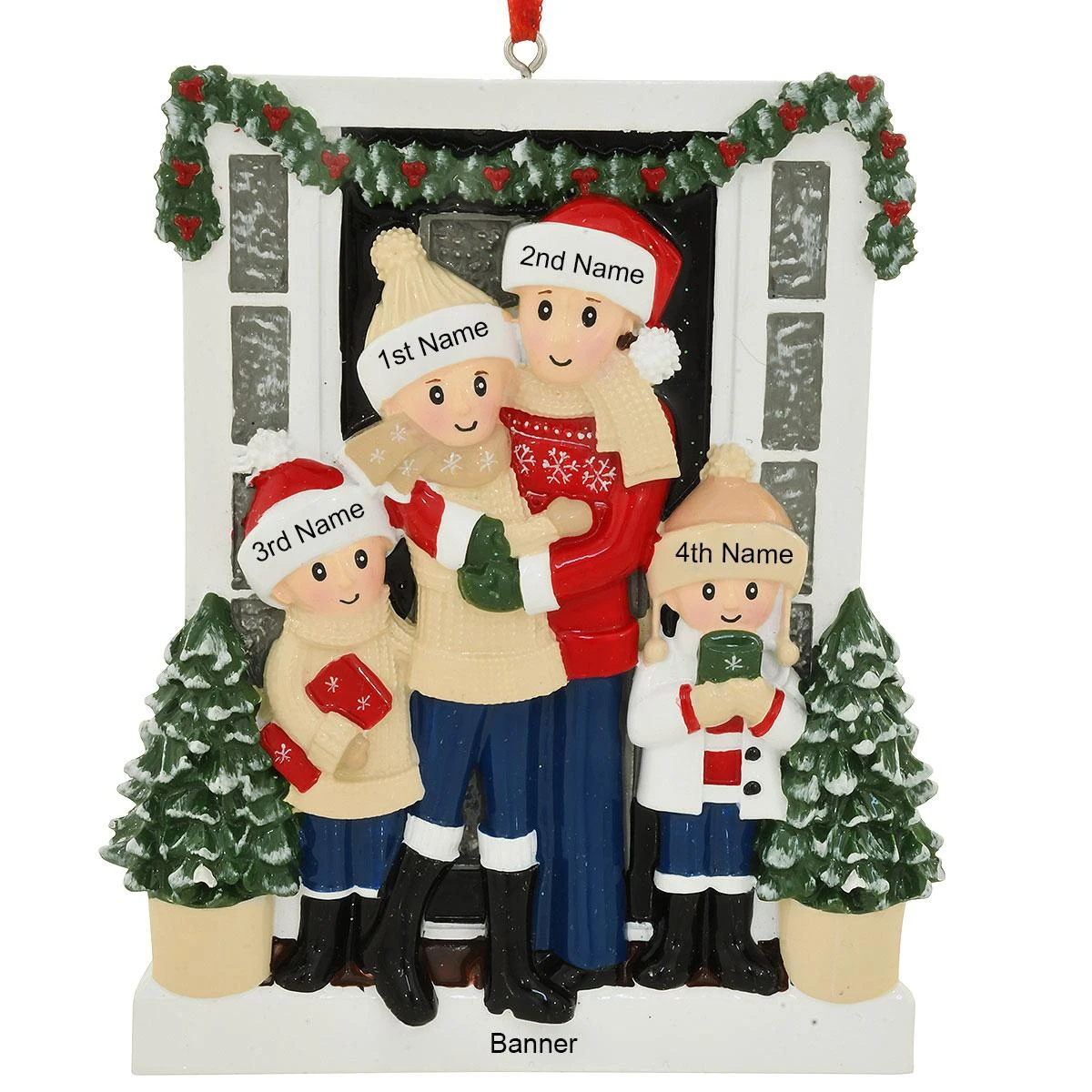 Personalized Farmhouse Family Of 4 Ornament 1 Personalized Farmhouse Family Of 4 Ornament
