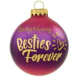 Personalized Besties Forever Glass Ornament