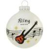 Personalized Bass Guitar With Music Staff Glass Ornament
