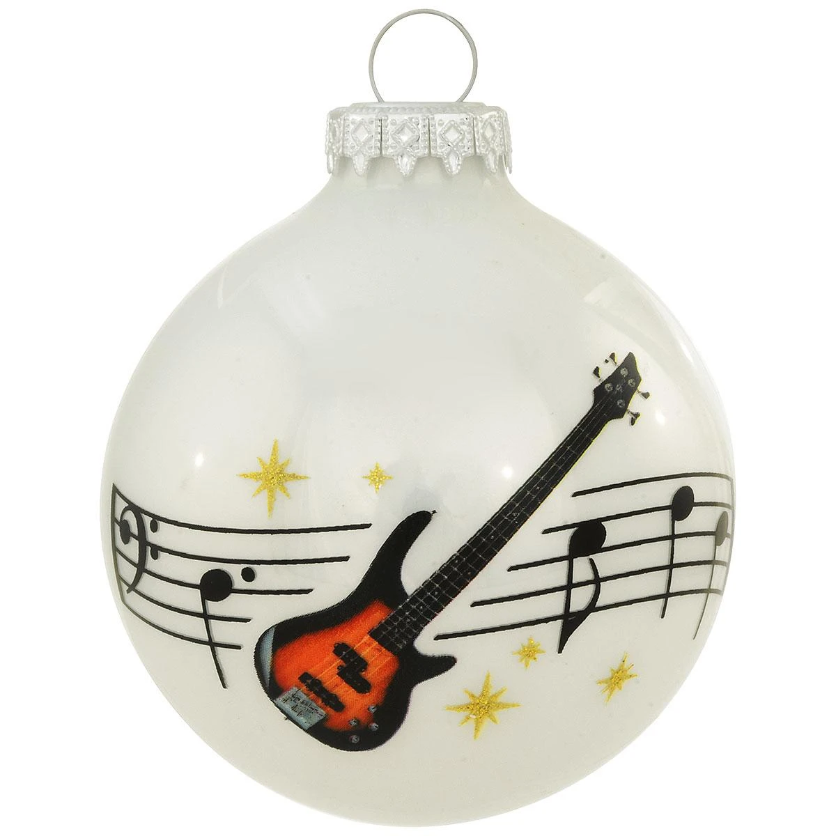 Personalized Bass Guitar With Music Staff Glass Ornament 2 Personalized Bass Guitar With Music Staff Glass Ornament - Image 2