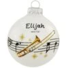 Personalized Trombone With Music Staff Glass Ornament