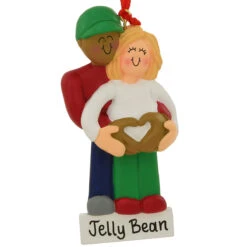 Expecting Biracial Couple, African American Male And Female With Blonde Hair Resin Ornament