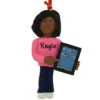 Personalized African American Girl With Tablet Resin Ornament