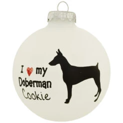Personalized Love My Doberman Glass Ornament