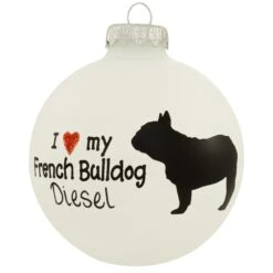 Personalized Love My French Bulldog Glass Ornament