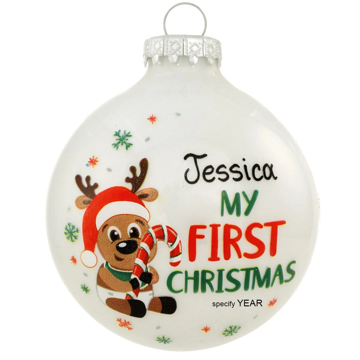 Personalized My 1st Christmas Reindeer Glass Ornament 1 Personalized My 1st Christmas Reindeer Glass Ornament
