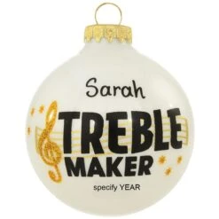 Personalized Treble Maker White Opal Glass Ornament