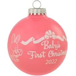 Baby's First Christmas 2022 Pink Glass Ornament