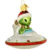 Christmas UFO Space Alien Glass Ornament