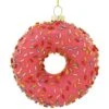 Pink Sprinkle Doughnut 4 Inch Glass Ornament