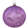 Satin Lavender With Glitter Leaves Glass Ornament