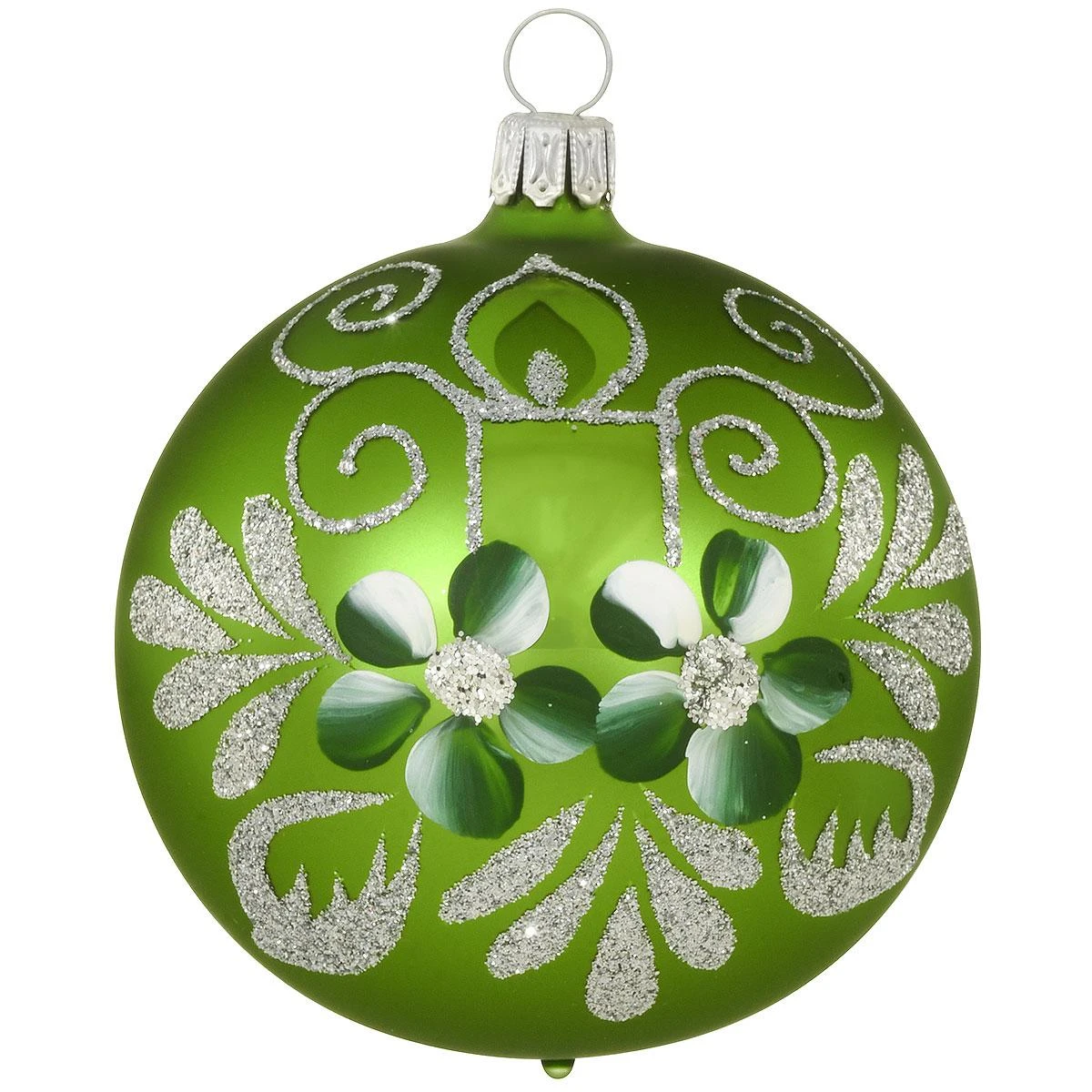 Satin Green Candle Glass Ball Ornament 1 Satin Green Candle Glass Ball Ornament