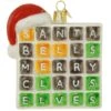 Merry Words Glass Ornament
