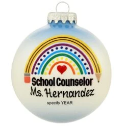 Personalized School Counselor Glass Ornament