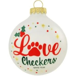 Personalized LOVE Pawprint Glass Ornament