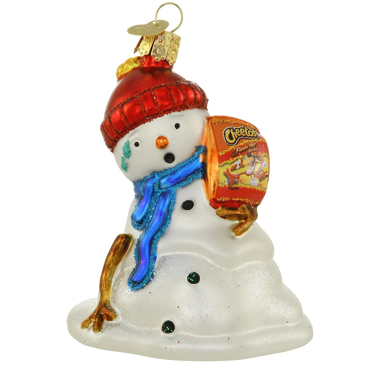 Flamin’ Hot Cheetos Snowman Melting Snowman Glass Ornament 1 Flamin’ Hot Cheetos Snowman Melting Snowman Glass Ornament