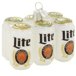 Miller Lite Six Pack Of Beer Glass Ornament