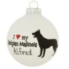 Personalized I Love My Belgian Malinois Glass Ornament