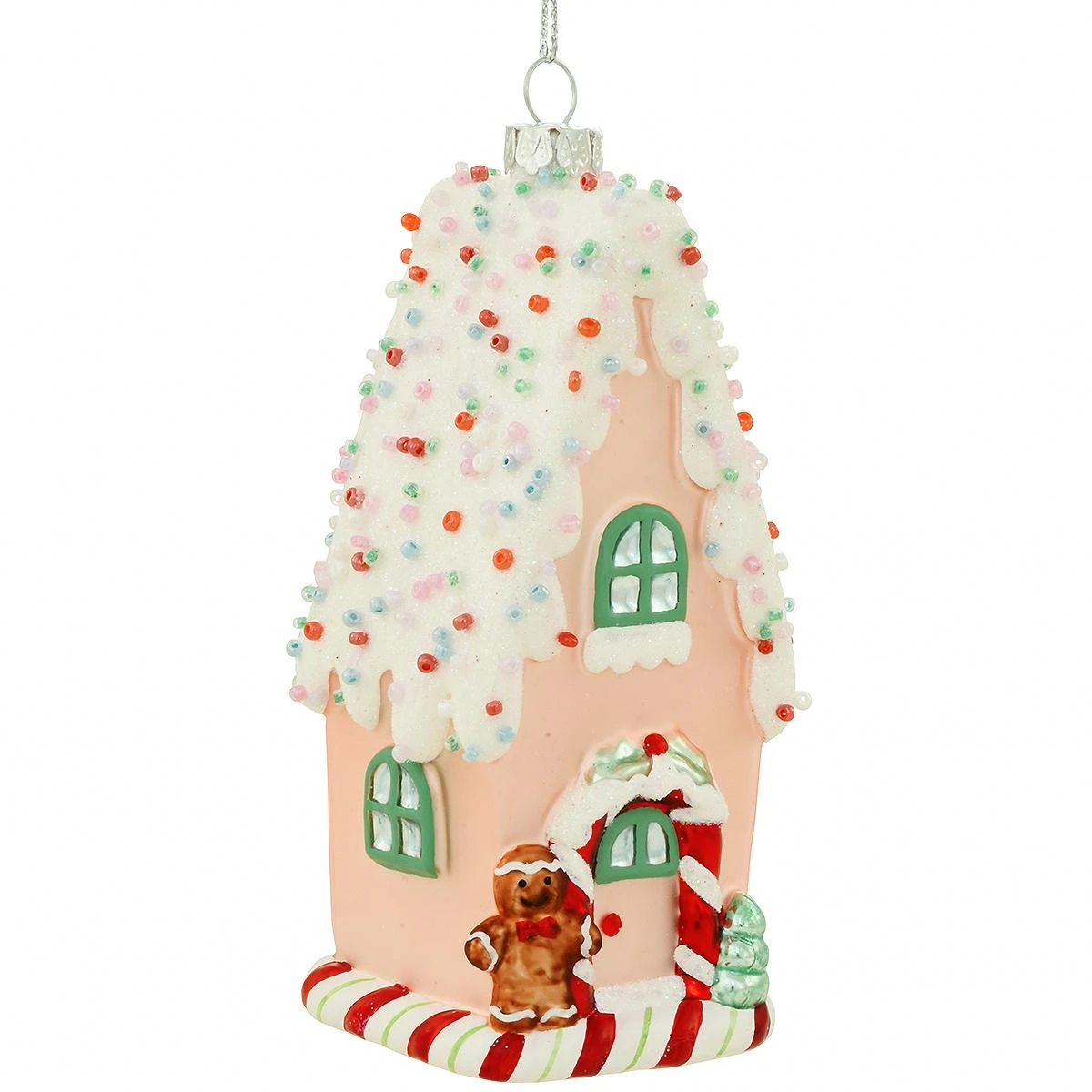 Pink Candy House Glass Ornament 1 Pink Candy House Glass Ornament