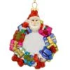 Santa, Snowman, And Gift Package Wreath Glass Ornament