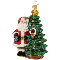 Deck The Halls Santa Radko Glass Ornament