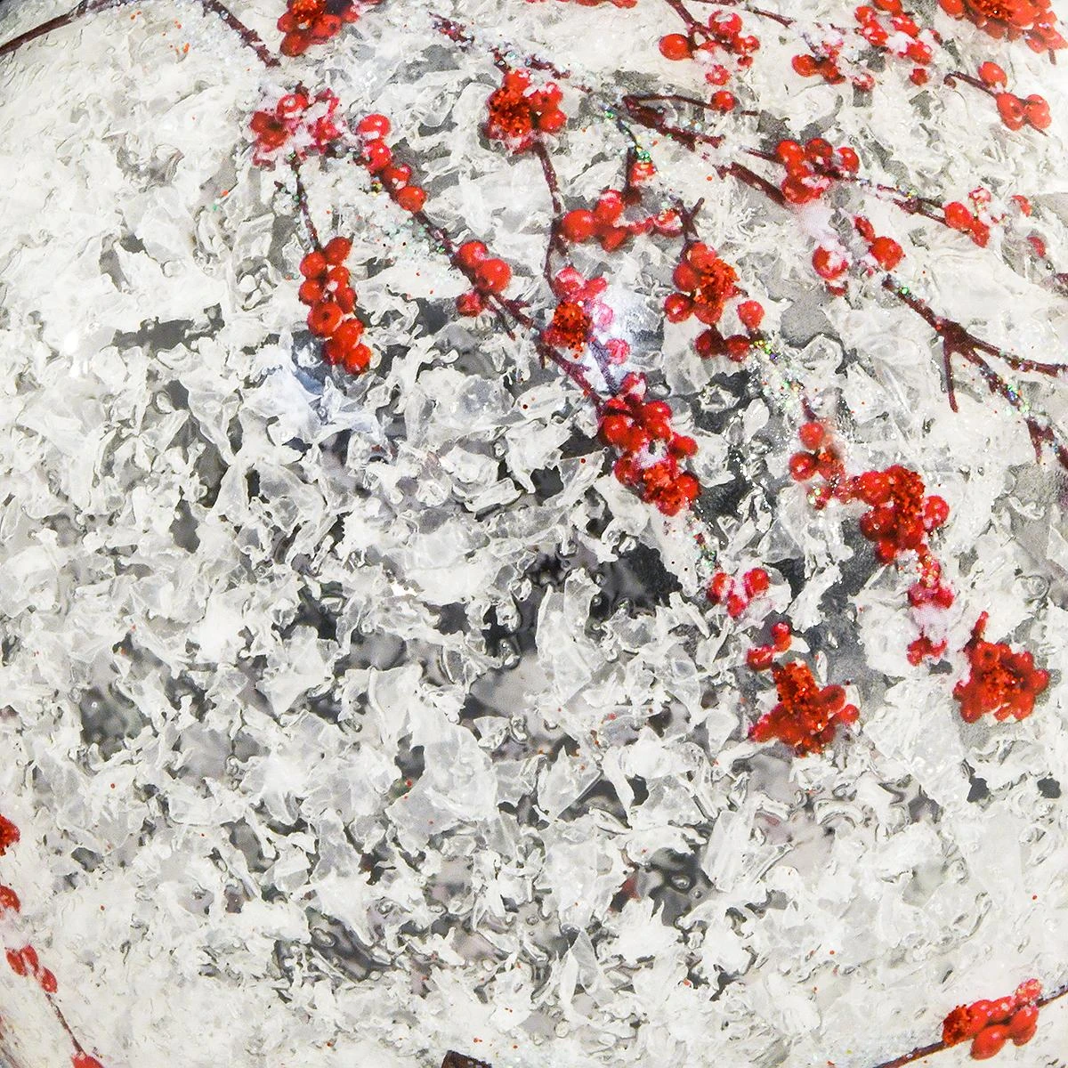 White With Red Blossoms 4 Inch Clear Glass Ornament 2 White With Red Blossoms 4 Inch Clear Glass Ornament - Image 2