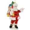 Santa With Gift Bag Glass Ornament