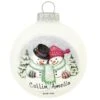 Personalized Cozy Snowcouple Glass Ornament