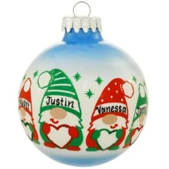 Gnome Family Of 4 4-Inch Glass Ornament