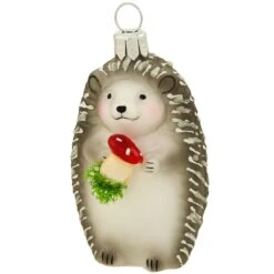 Hedgehog Gray Glass Ornament