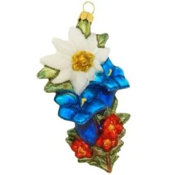 Alpine Flower Bouquet Glass Ornament